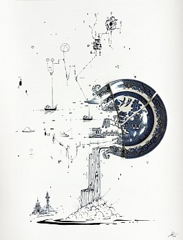 Rob Strati -&nbsp;Rob Strati Fragmented in Blue with Astronomer, Temples and Celestial Innovations