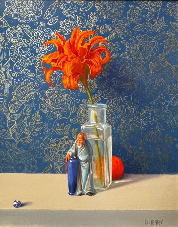 David Henry, Daylily, Mandarin and Mudman, 2026
oil on birch panel, 10 x 8 in. (25.4 x 20.3 cm)
DH261001
